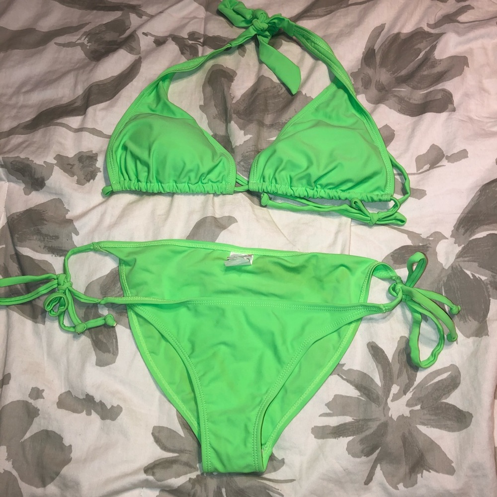 Neon green bathing suit